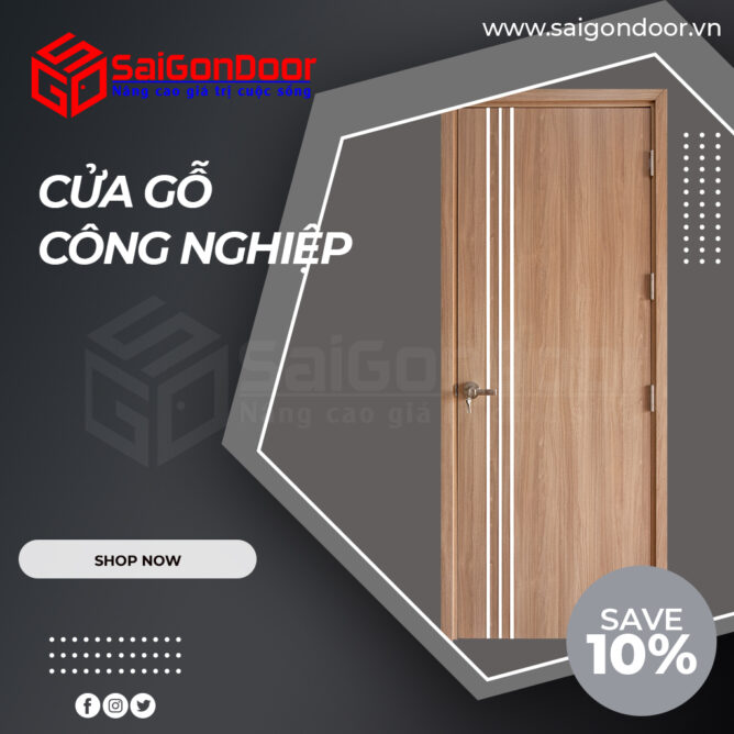 Cửa gỗ công nghiệp được cấu tạo từ các gỗ thừa, bột gỗ, cành cây, gỗ vụn và các chất phụ gia, keo