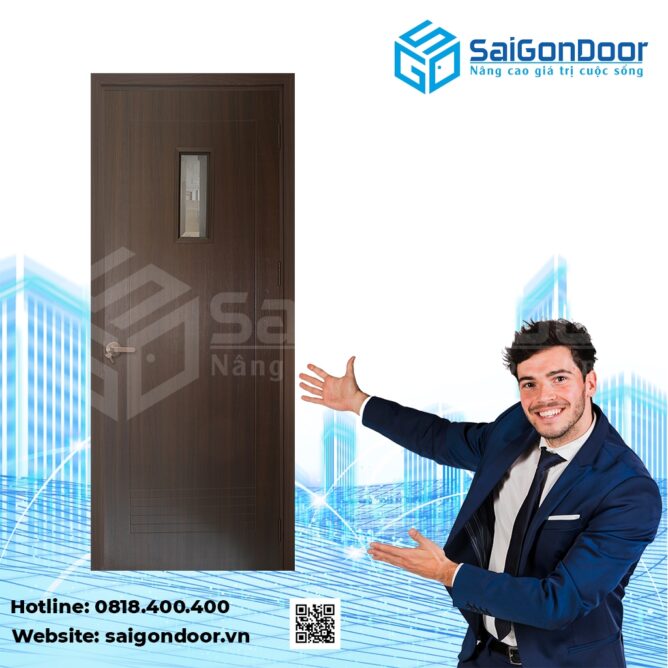 Cửa phòng tắm gỗ Composite SaiGonDoor