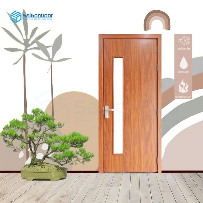 Cửa được thiết kế với những đường vân gỗ đảm bảo tính thẩm mỹ